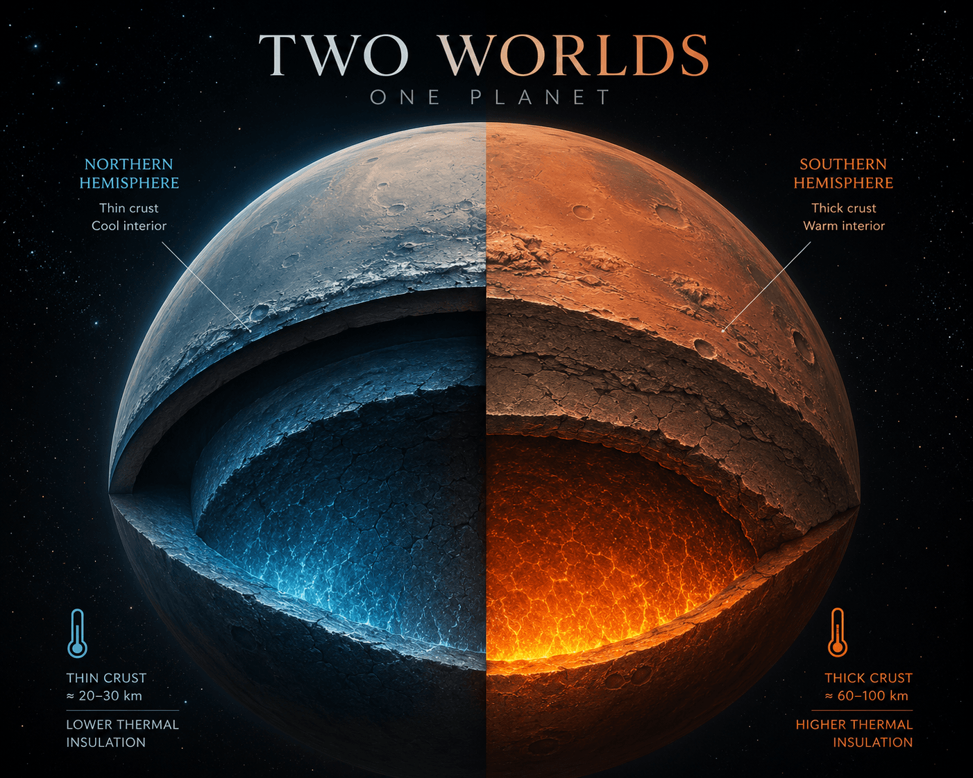 Why Mars Has Two Faces, and the Buried Heat That May Explain It